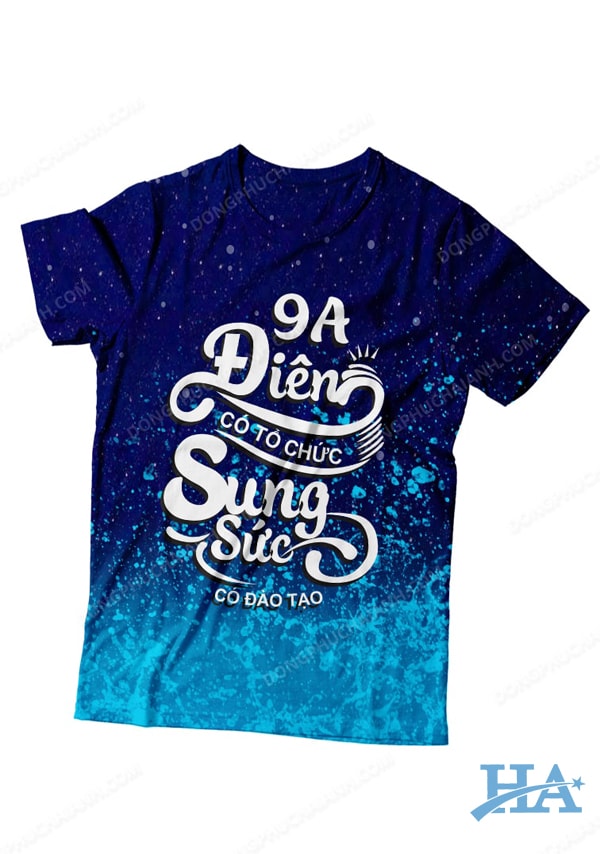 Áo lớp 3D galaxy in hình slogan: "9A Điên có tổ chức, Sung sức có đào tạo"