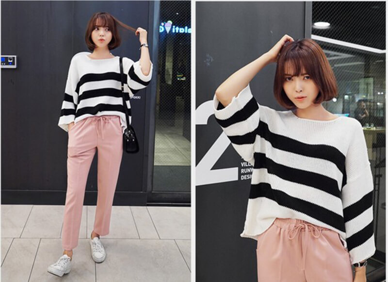Chọn trang phục sọc ngang là sự thích hợp cho những cô nàng gầy gò