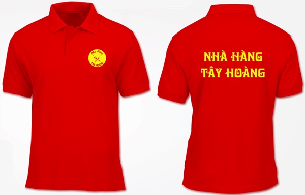 Xu hướng áo đồng phục nhà hàng Tây Hoàng gam màu đỏ nổi bật.