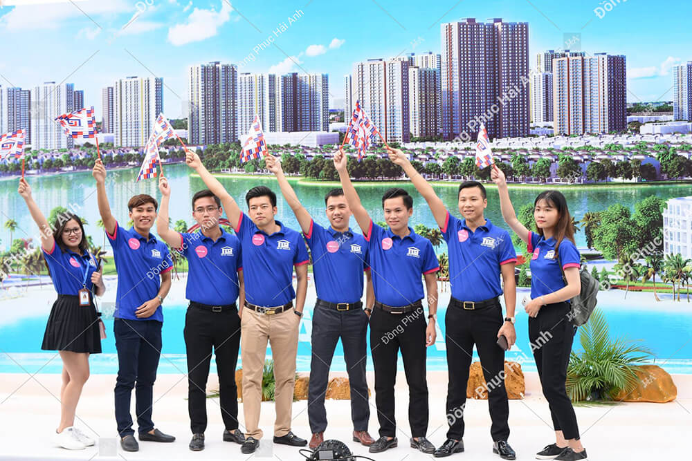 Mẫu áo đồng phục công ty màu xanh đậm