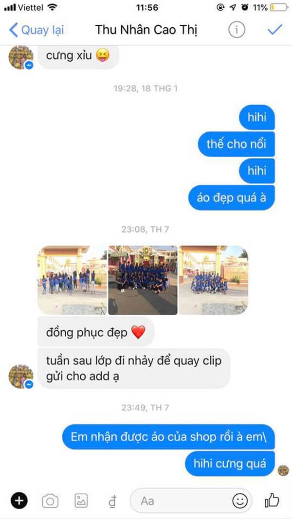 Feedback khách hàng khen về thiết kế, màu sắc áo lớp đẹp tại đồng phục Hải Anh siêu đáng yêu luôn.