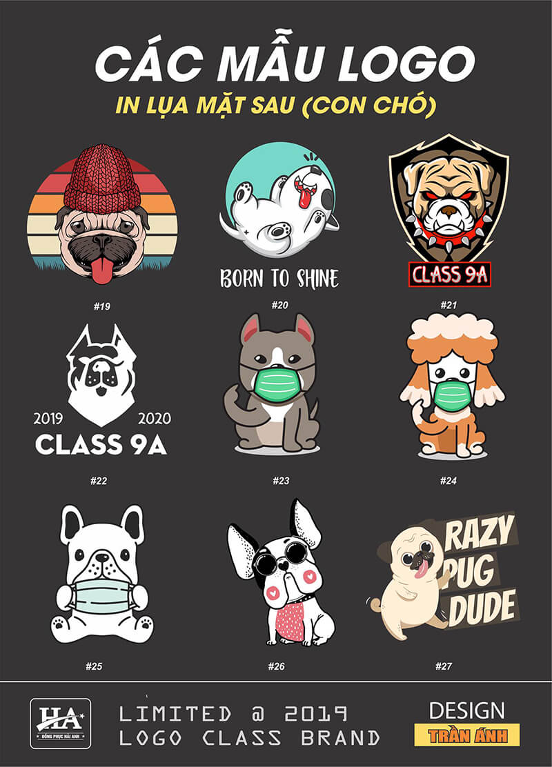 Logo áo lớp kute hình con chó đáng yêu 