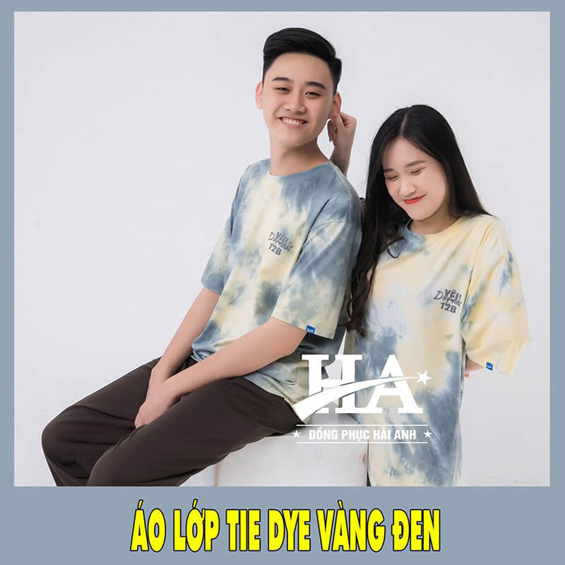 Màu áo lớp Tie dye đẹp – Vàng đen