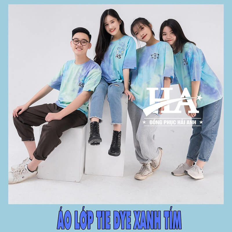Màu áo lớp Tie dye đẹp – Xanh tím