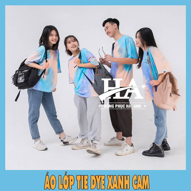 Màu áo lớp Tie dye đẹp – Xanh cam