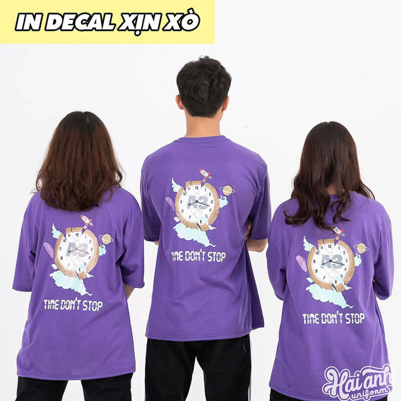 Áo lớp màu tím Violet in decal