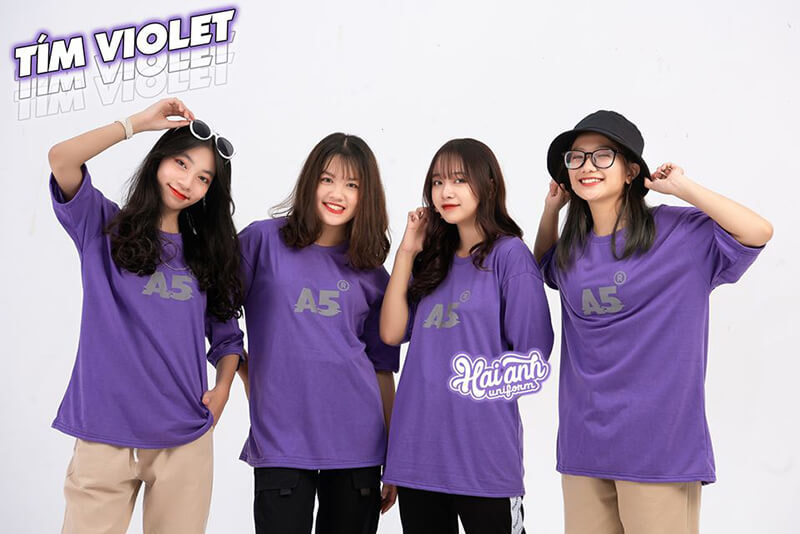 Mẫu áo lớp màu tím Violet A5