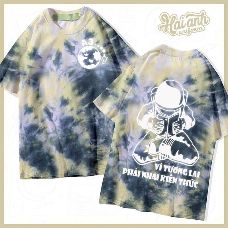 Mẫu áo phông đồng phục học sinh nhuộm Tie dye