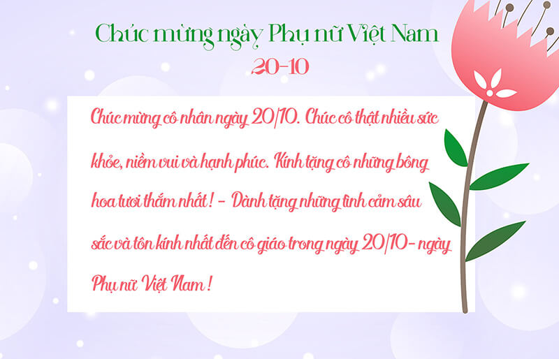 Lời chúc 20/10 cho cô giáo bằng tiếng Việt