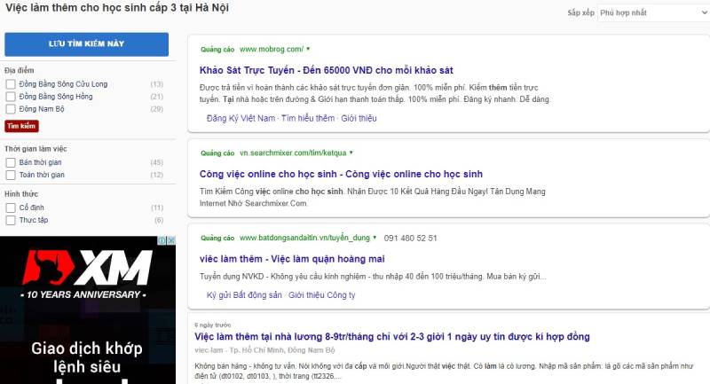 Kiếm việc làm thêm hè cho học sinh qua các website tuyển dụng, Facebook