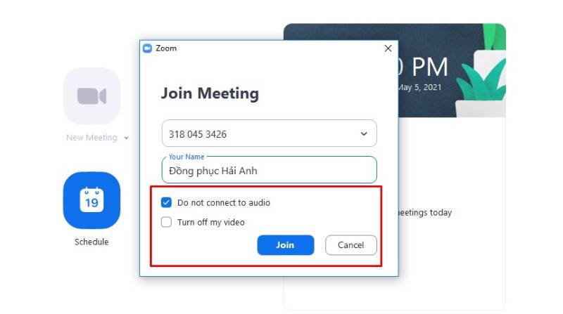 Bỏ chọn "Do not Connect To Audio" để khắc phục lỗi âm thanh trên Zoom
