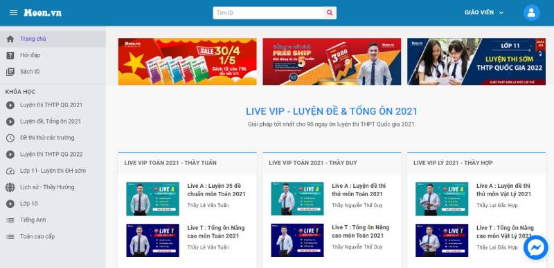Moon.vn - Hệ thông bài giảng, tài liệu luyện thi đa dạng