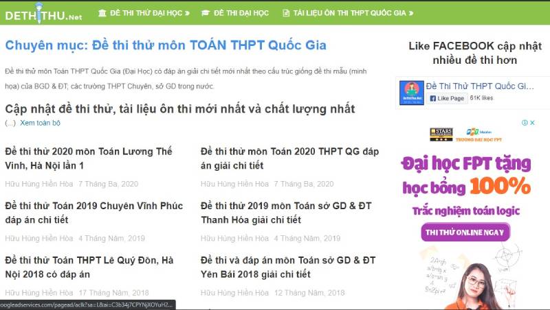 Đề thi thử Đại học - THPT quốc gia - Tài liệu Ôn thi THPT quốc gia
