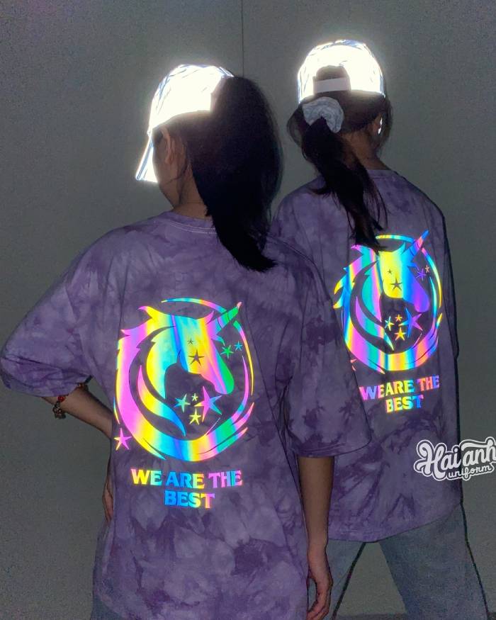 Áo đồng phục Tie Dye hình in phản quang 7 màu
