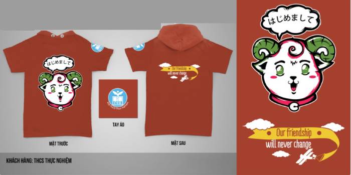 Hình in chibi với thiết kế logo hình ảnh con dê cute
