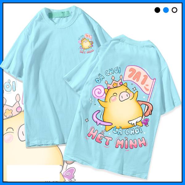 Mẫu hình in con lợn cute kèm slogan "đã chơi là chơi hết mình"