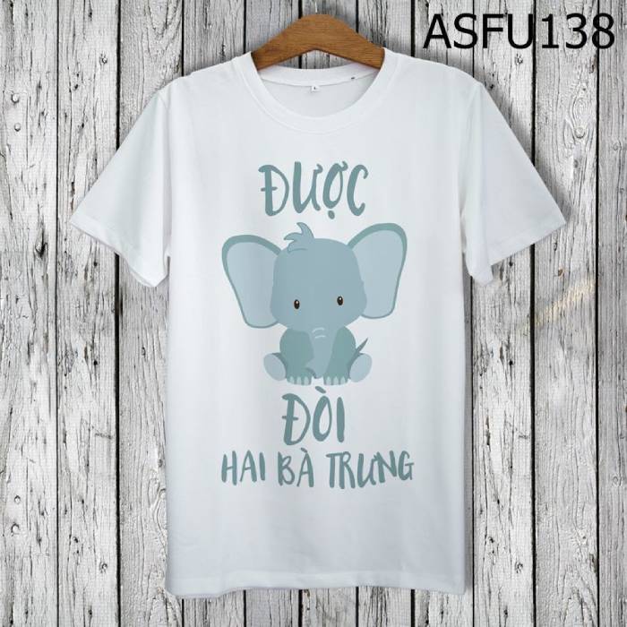 Áo thun hình con voi dễ thương kèm slogan