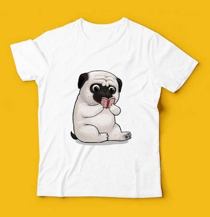 Áo lớp hình chó mặt nhăn ham học