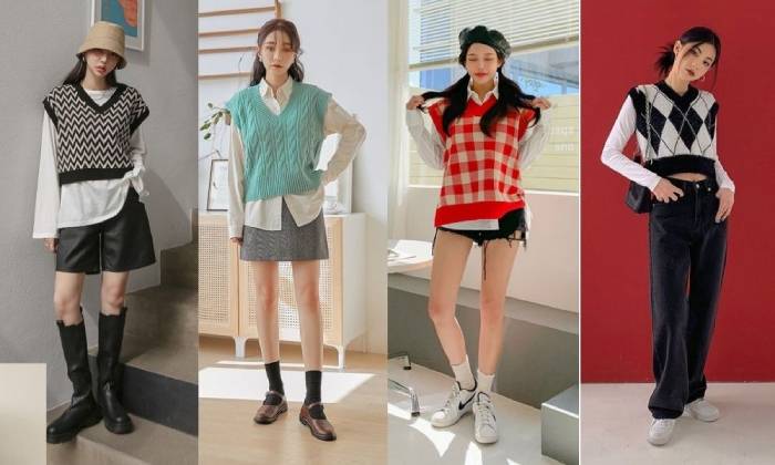 Phối đồ với áo len gile để ăn Tết cực phong cách