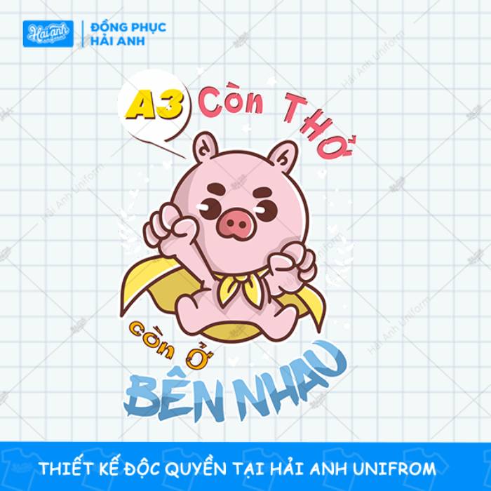 Hình in hài hước về tình bạn có chú lợn đáng yêu