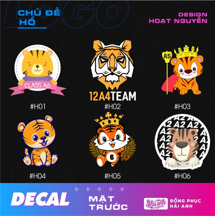 Hình in Decal hình con hổ dành cho áo đồng phục