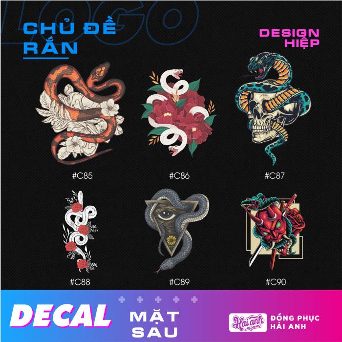 Mẫu hình in Decal hình con rắn thiết kế đơn giản và chuyên nghiệp
