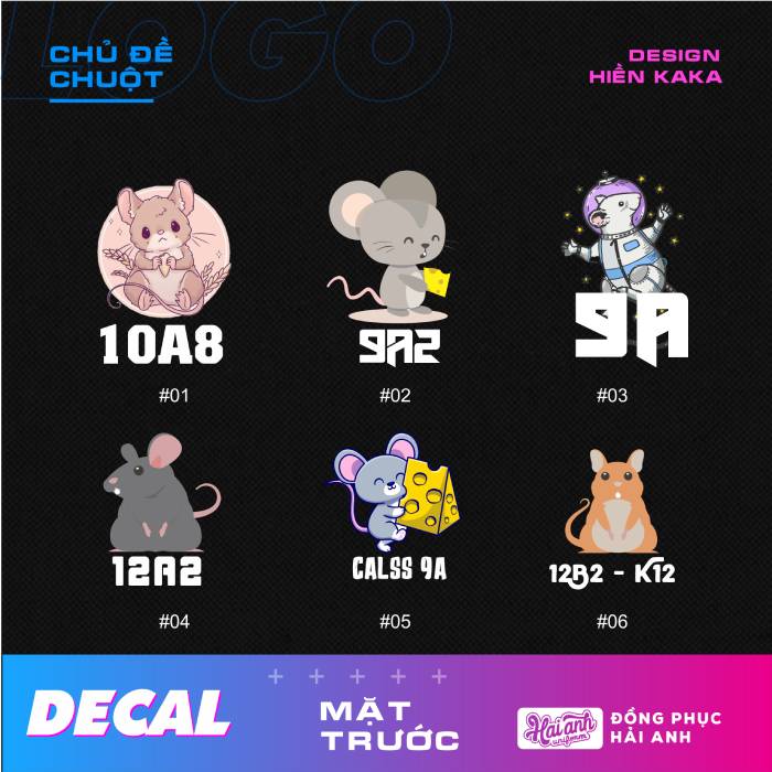 Thiết kế logo con chuột kèm tên lớp độc đáo cho team Mậu Tý