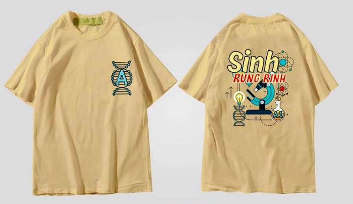 Mẫu áo thun in Slogan môn sinh rung rinh