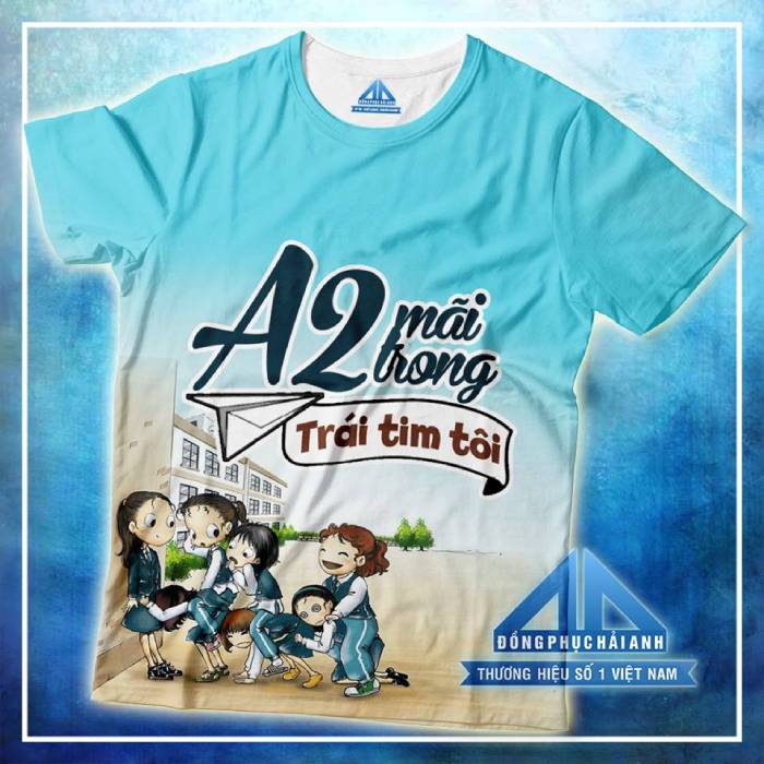 Áo lớ 3D màu xanh tươi mát cùng Slogan hay
