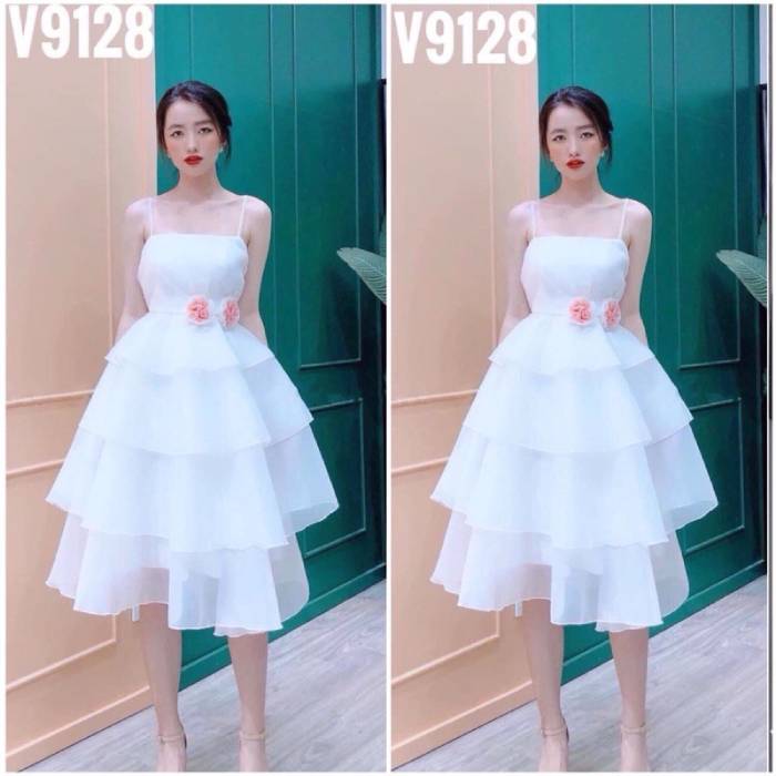 Đầm xòe 2 dây cho nữ sinh hóa thân thành nàng thơ