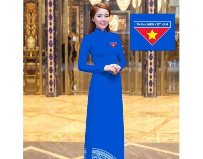 Thiết kế mang màu xanh thanh niên đặc trung kết hợp thêu logo Đoàn trên ngực