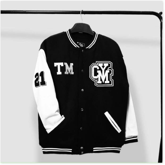 Áo lớp Bomber màu đen trắng trẻ trung