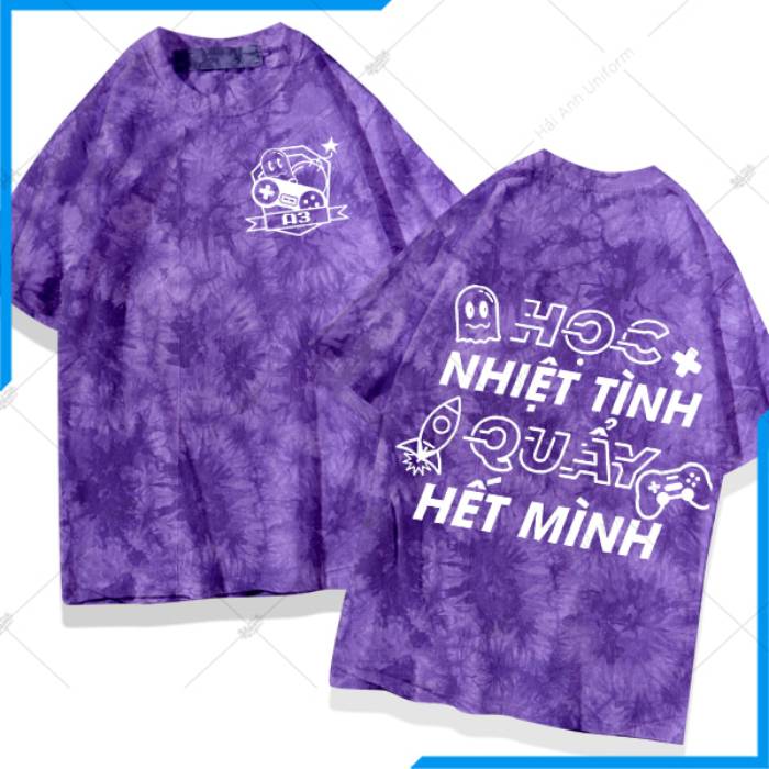 Mẫu áo lớp phản quang cổ tròn Patchy màu tím cá tính
