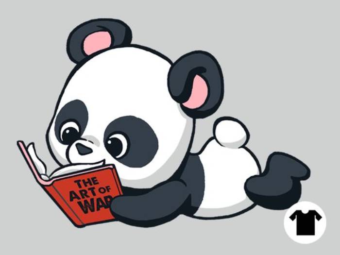 Hình in gấu trúc đọc sách cute