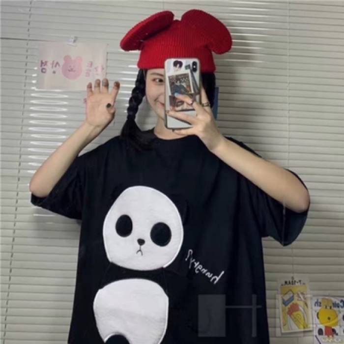 Hình in in hình gấu trúc hello panda đen trắng kul ngầu