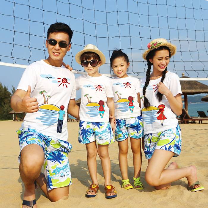 Áo đồng phục gia đình đi biển họa tiết cute, đáng yêu