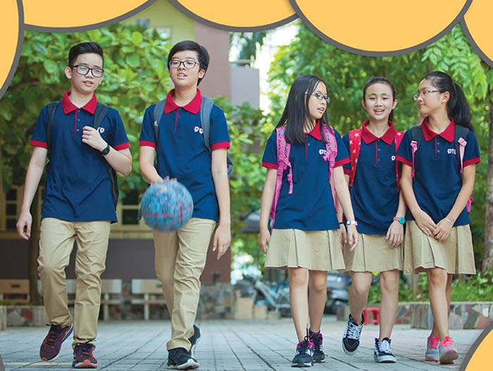 Mẫu đồng phục học sinh trường Đoàn thị điểm phối màu cổ áo nổi bật