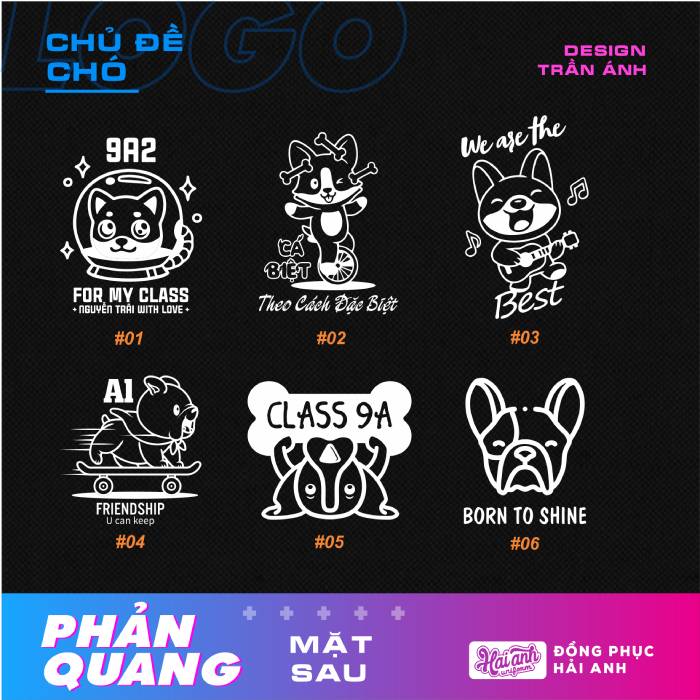 Bộ hình in phản quang đẹp cho team tuổi Tuất