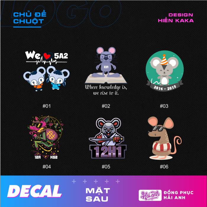 Bộ hình in decal hình con chuột