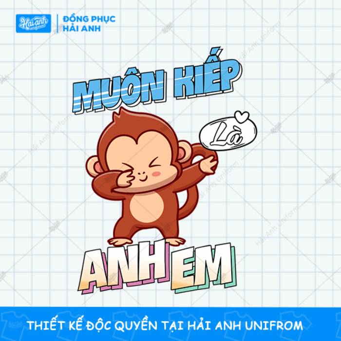 Hình in con vật cùng slogan gắn kết tình bạn 