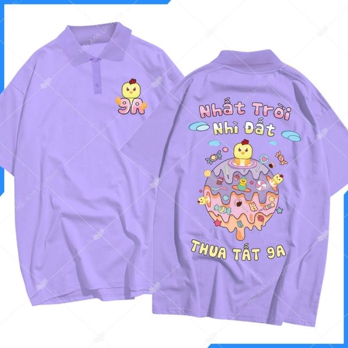 Mẫu áo lớp màu tím với slogan cực chất