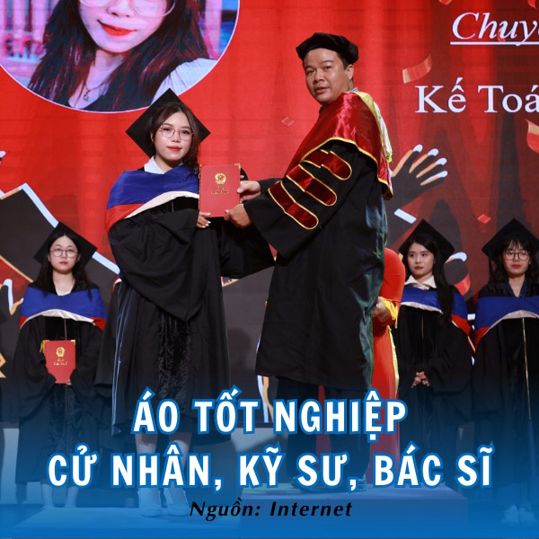Áo tốt nghiệp Cử nhân trang nghiêm của sinh viên Duy Tân