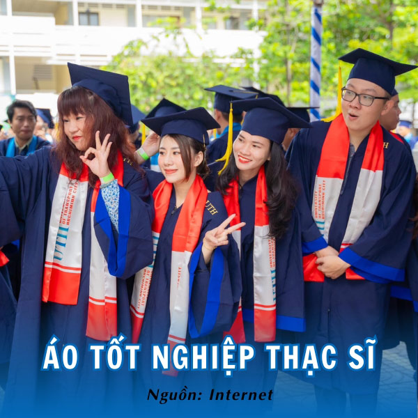 Áo tốt nghiệp cho Thạc sĩ với điểm nhấn dải băng đỏ