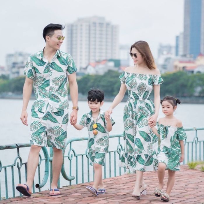 Mẫu đồng phục gia đình dự tiệc với thiết kế trẻ trung, năng động