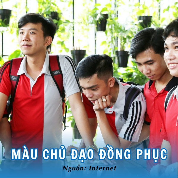 Đồng phục Đại học Kiến trúc TPHCM sử dụng chủ yếu hai màu đỏ - xám