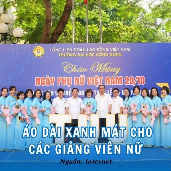 Đồng phục giảng viên nữ áo dài xanh dương 