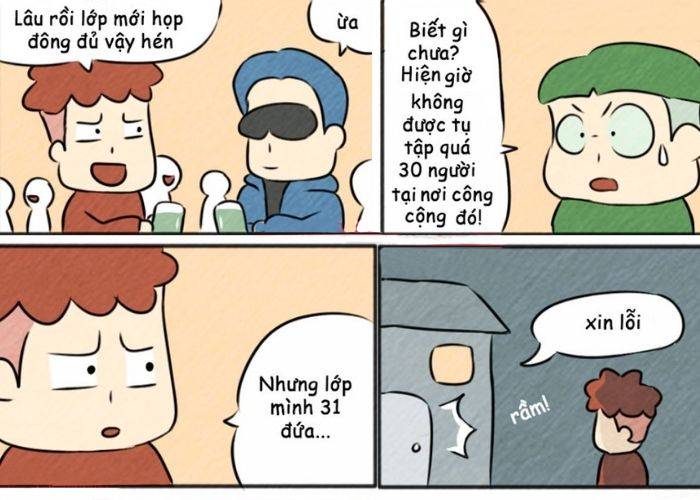 Hình ảnh họp lớp vui vẻ, hài hước