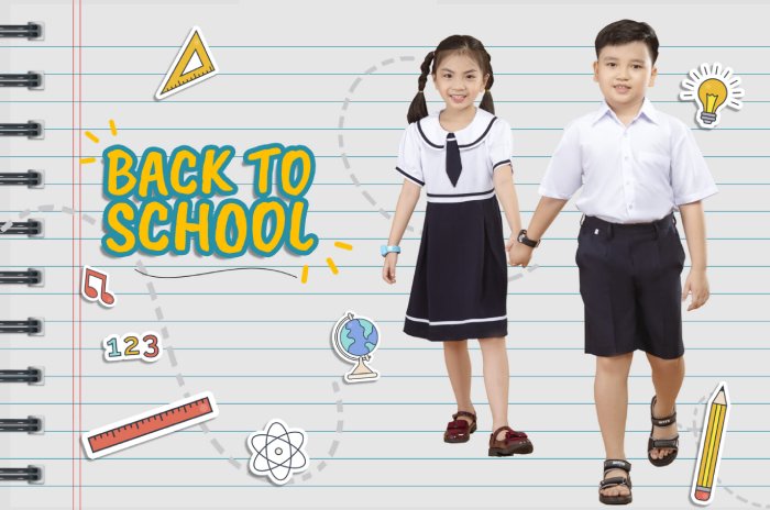 Mẫu áo đồng phục học sinh tiểu học với thiết kế đơn giản