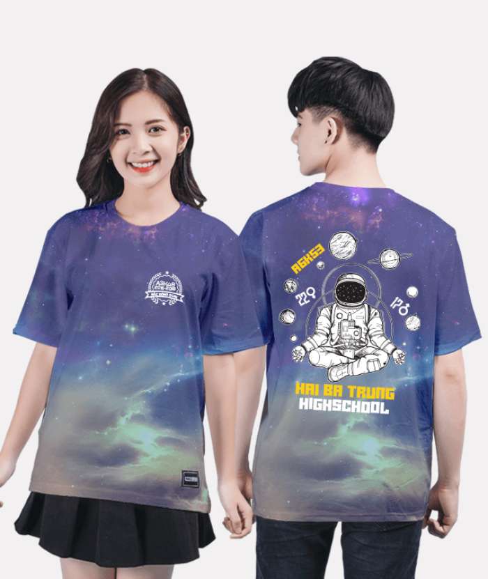 Mẫu áo lớp 7A galaxy màu tím