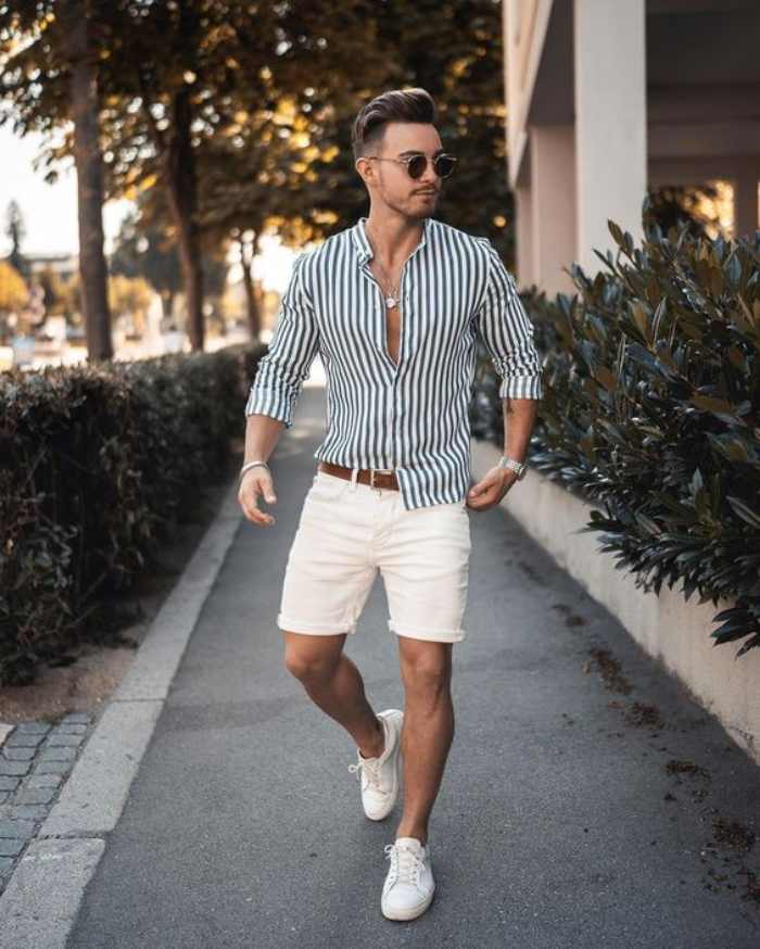Outfit local brand hiện đại khi kết hợp áo sơ mi cùng quần short